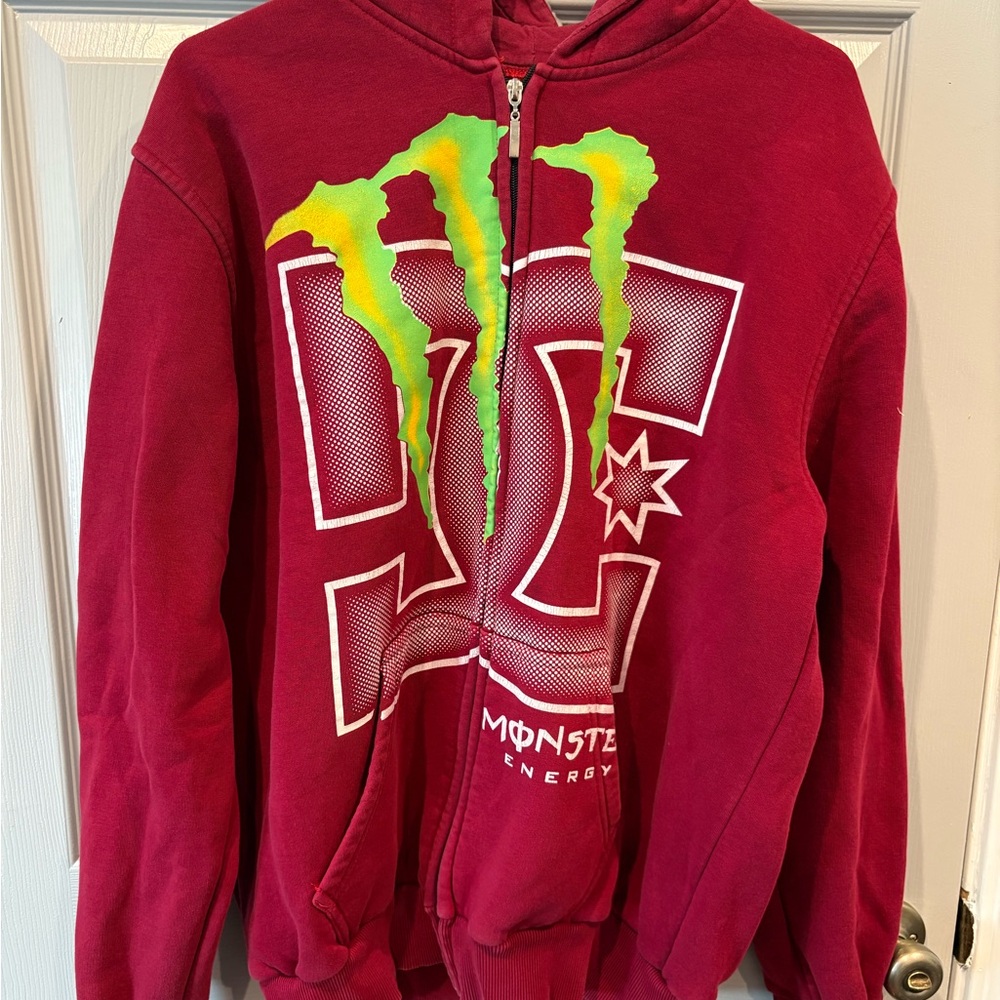 DC Red Hoodie with Green and Yellow Accents